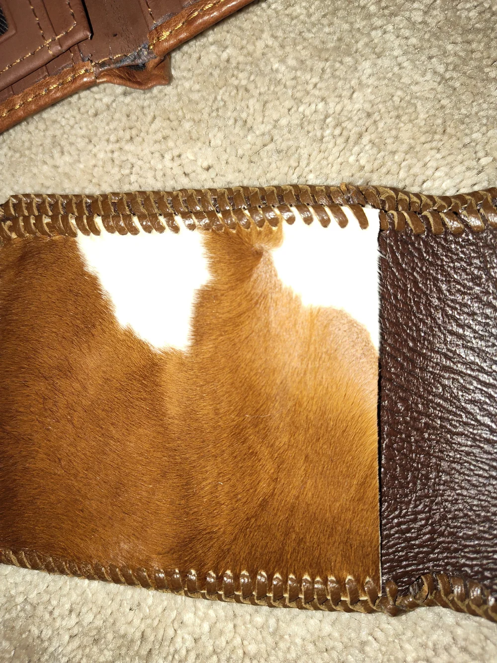 Genuine Leather Wallet Bundle RFID Trifold & Western Cowhide Hair on Hide